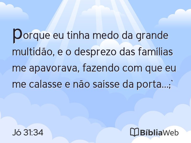 Jó 31:34 em imagem para compartilhar