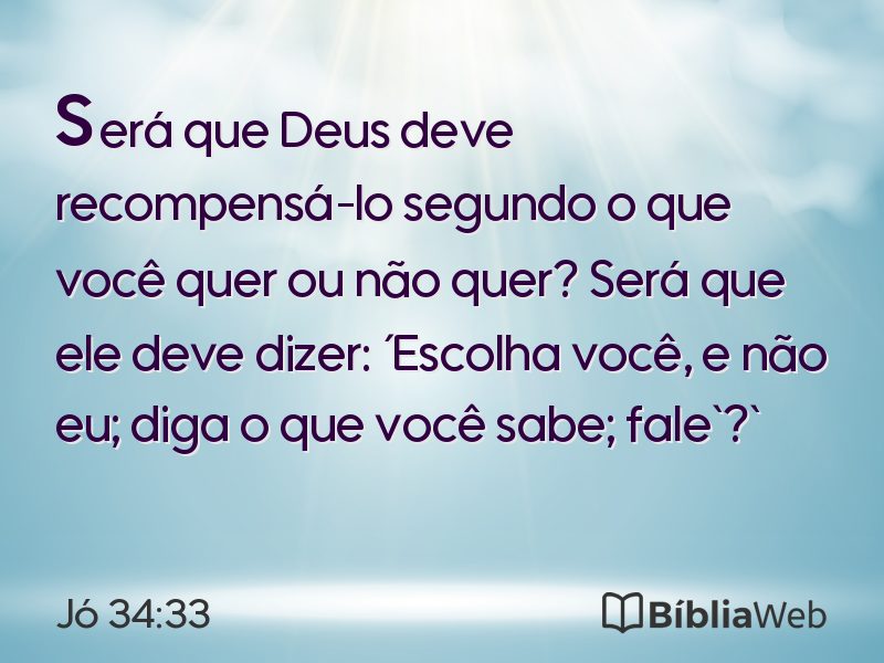 Jó 34:33 em imagem para compartilhar