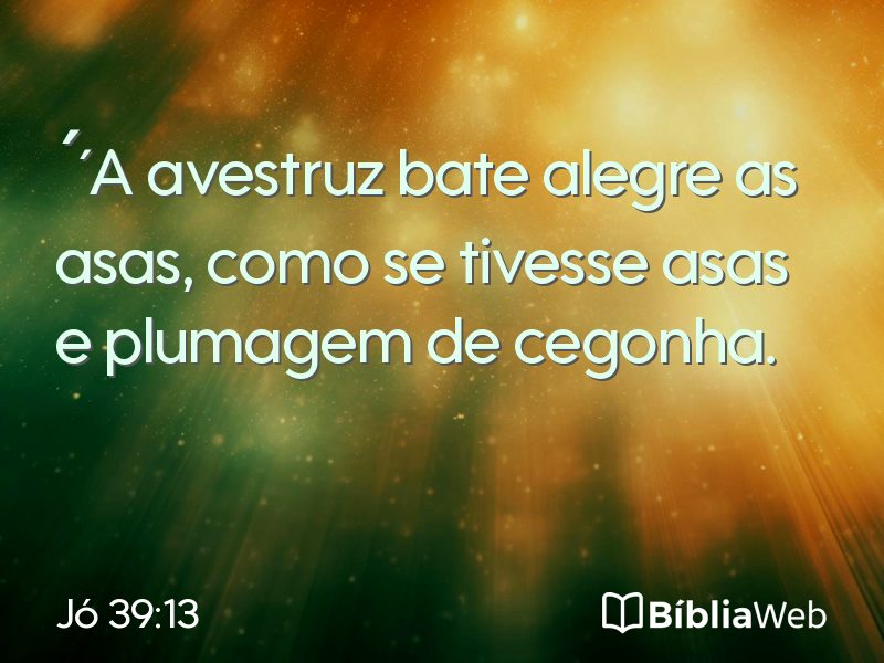 Jó 39:13 em imagem para compartilhar