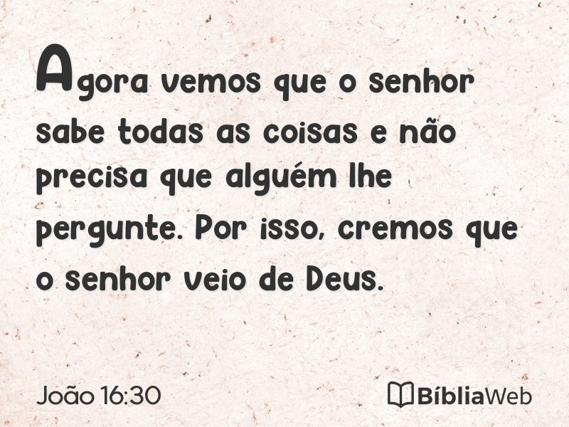 João 16:30 em imagem para compartilhar
