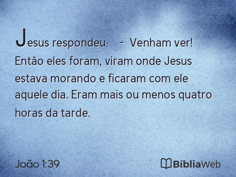 João 1:39 em imagem para compartilhar
