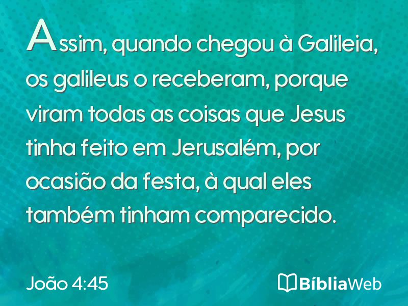 João 4:45 em imagem para compartilhar