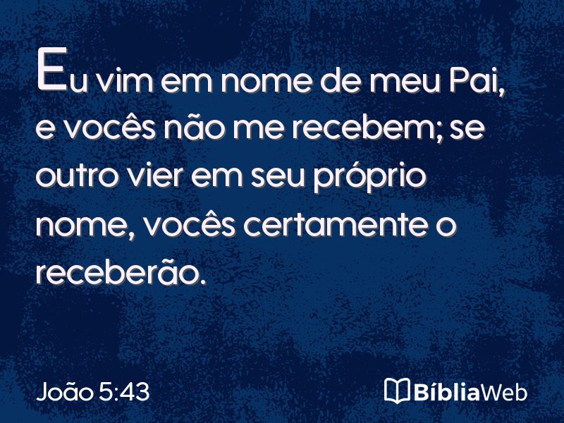 João 5:43 em imagem para compartilhar