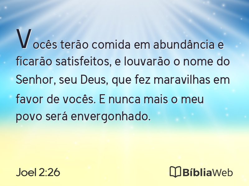 Joel 2:26 em imagem para compartilhar