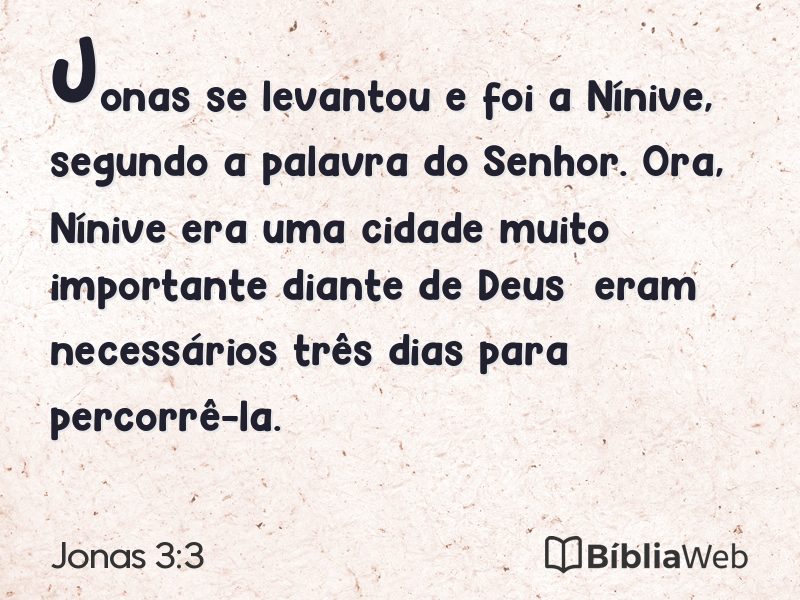 Jonas 3:3 em imagem para compartilhar