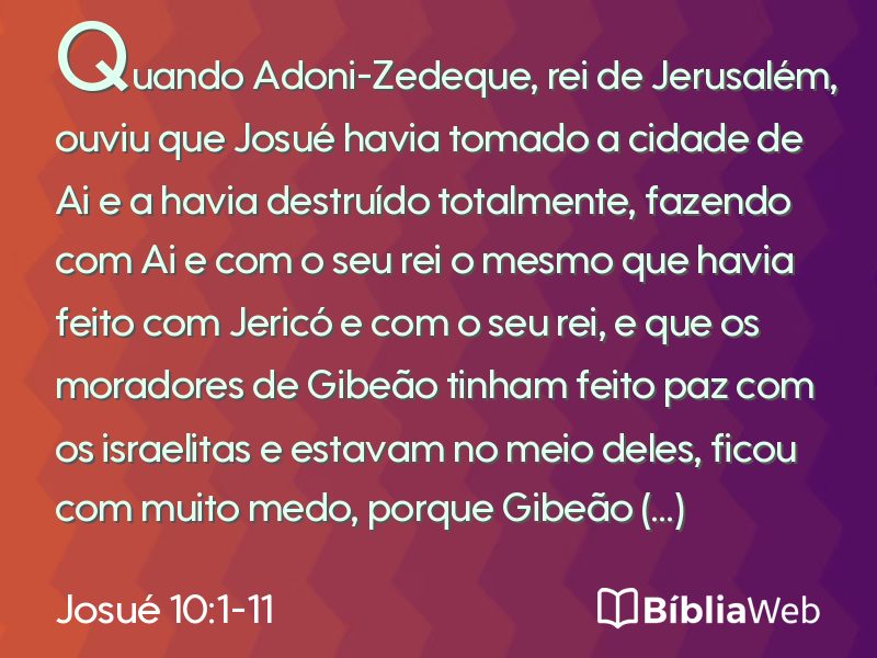 Josué 10:1-11 em imagem para compartilhar