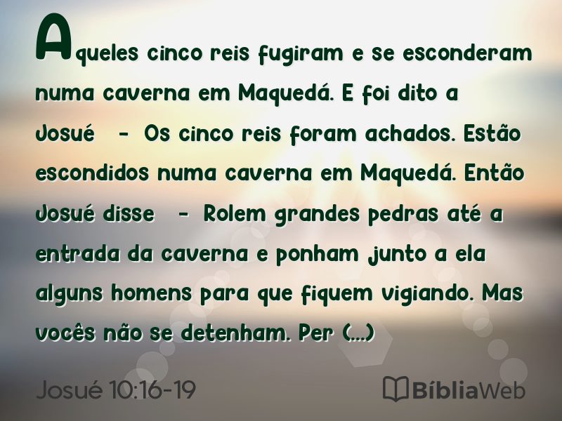 Josué 10:16-19 em imagem para compartilhar