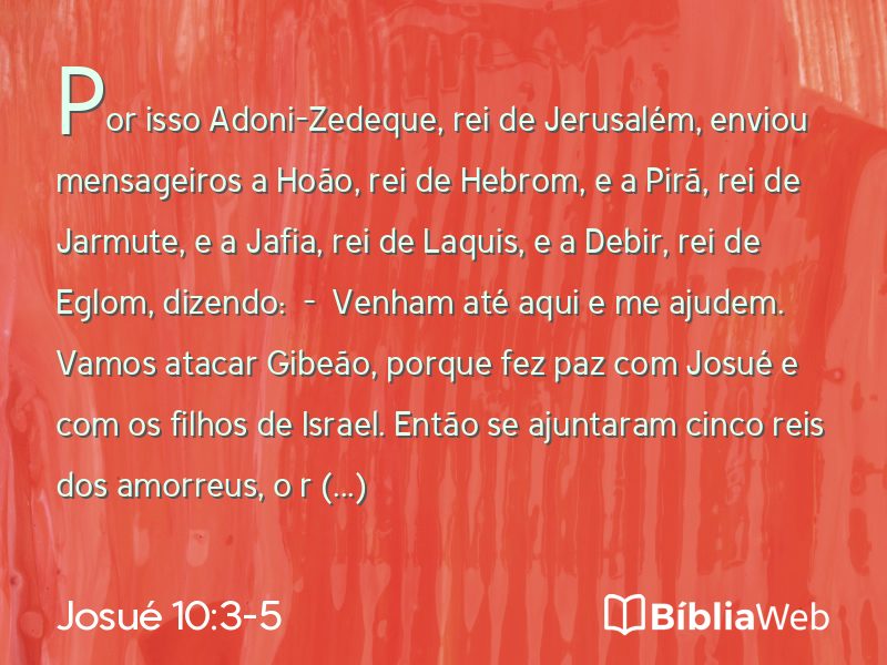 Josué 10:3-5 em imagem para compartilhar