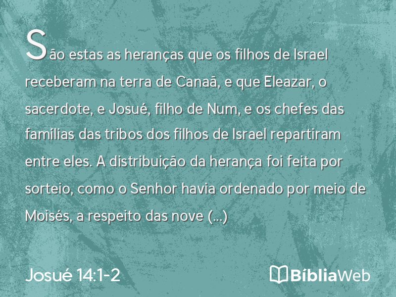 Josué 14:1-2 em imagem para compartilhar