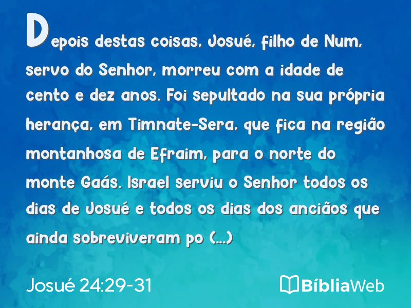 Josué 24:29-31 em imagem para compartilhar