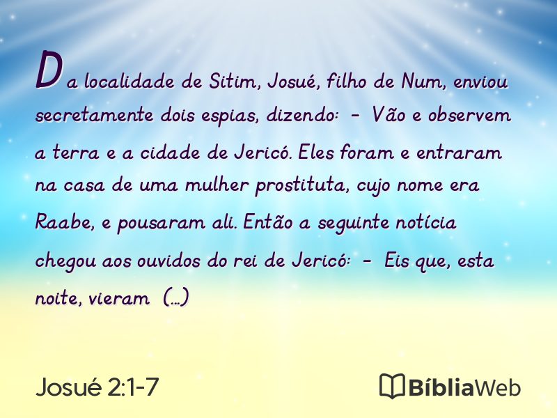 Josué 2:1-7 em imagem para compartilhar
