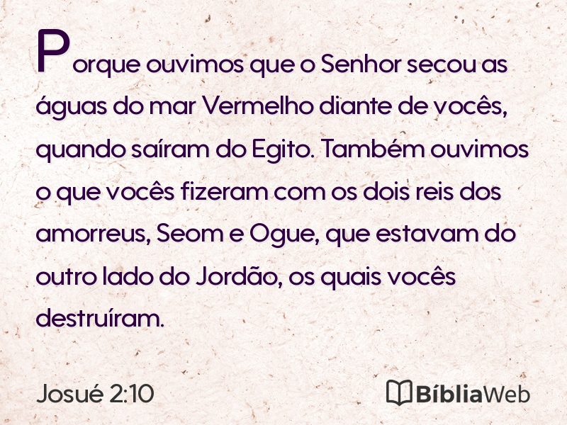 Josué 2:10 em imagem para compartilhar