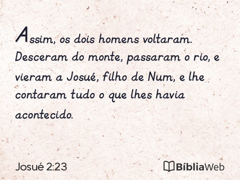 Josué 2:23 em imagem para compartilhar