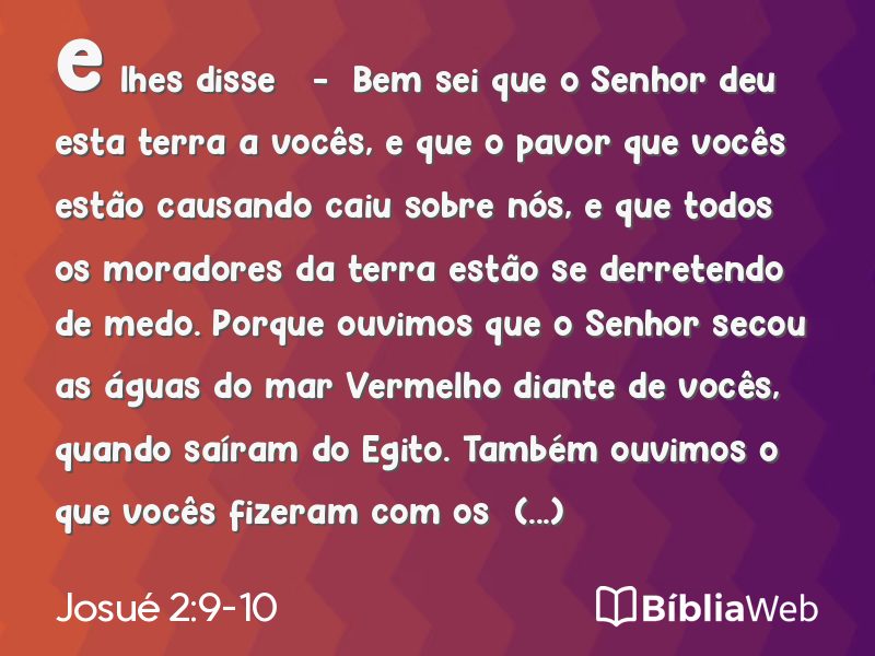 Josué 2:9-10 em imagem para compartilhar
