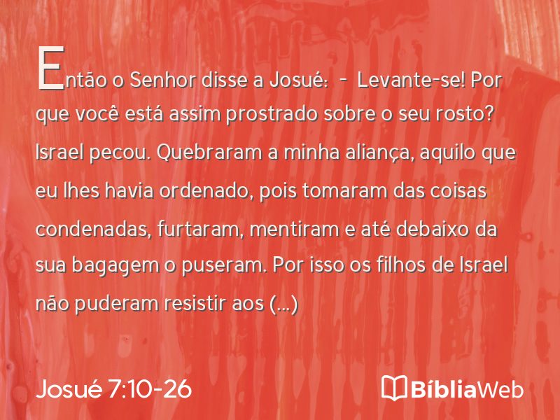 Josué 7:10-26 em imagem para compartilhar