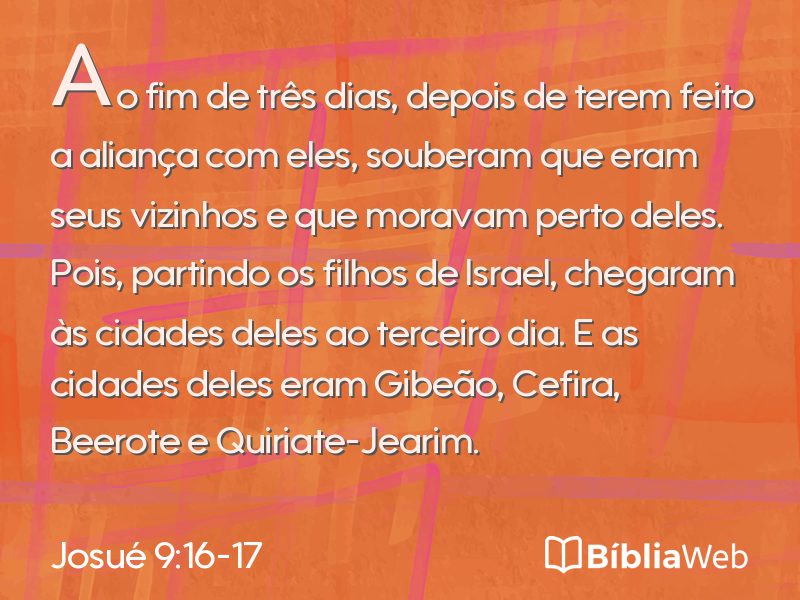 Josué 9:16-17 em imagem para compartilhar