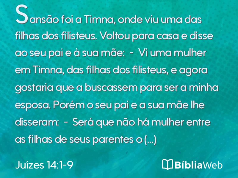 Juízes 14:1-9 em imagem para compartilhar