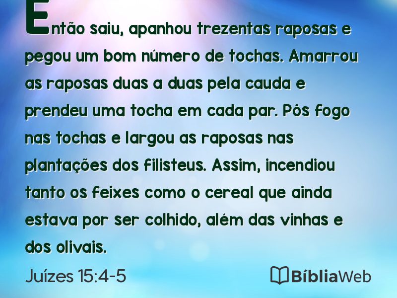Juízes 15:4-5 em imagem para compartilhar