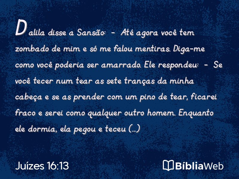 Juízes 16:13 em imagem para compartilhar
