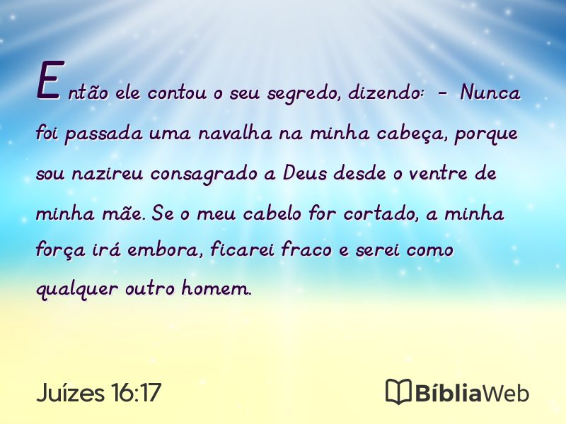 Juízes 16:17 em imagem para compartilhar