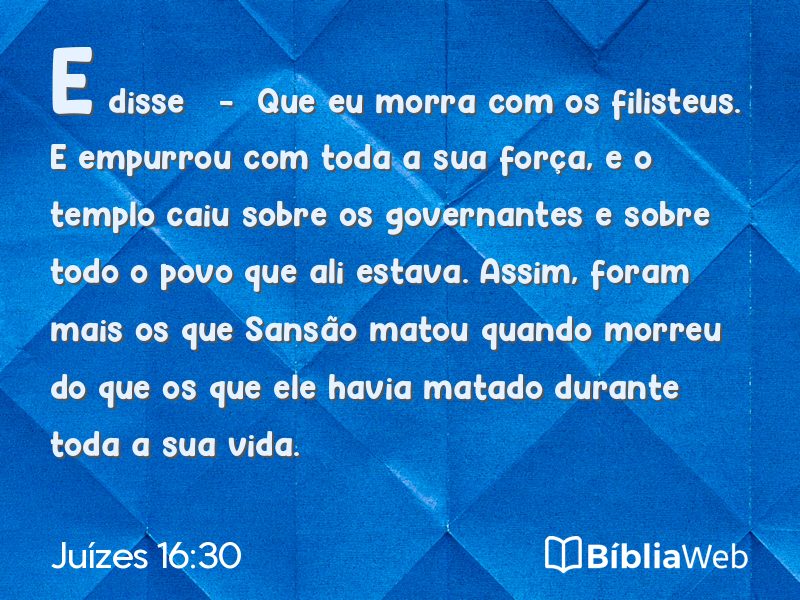 Juízes 16:30 em imagem para compartilhar