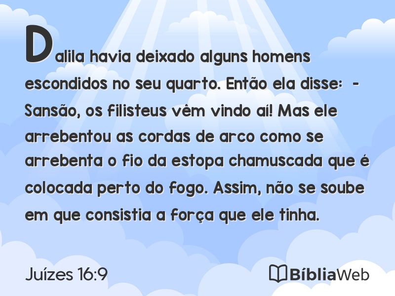 Juízes 16:9 em imagem para compartilhar