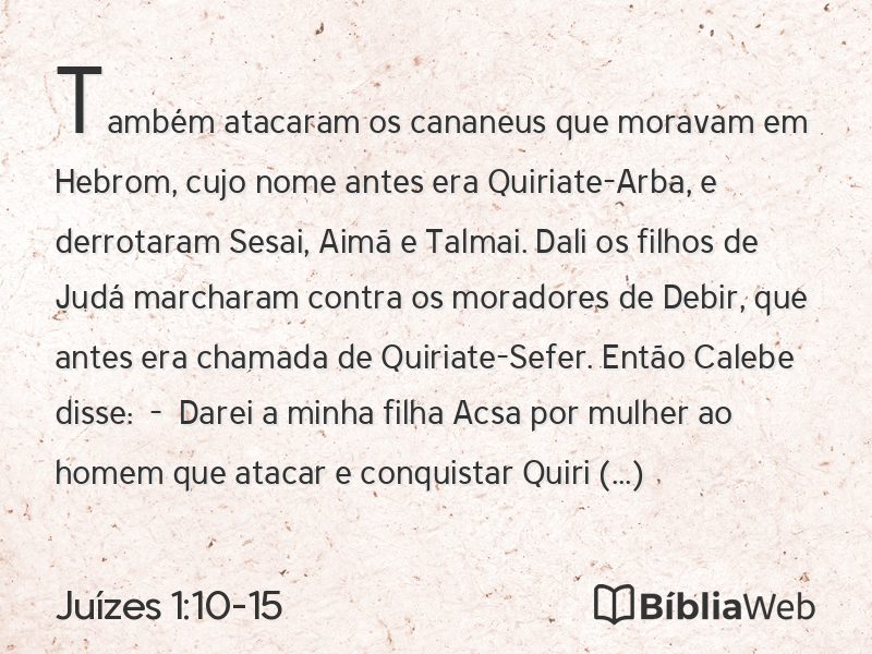 Juízes 1:10-15 em imagem para compartilhar