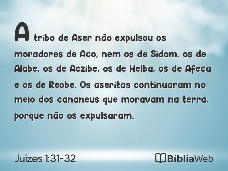 Juízes 1:31-32 em imagem para compartilhar