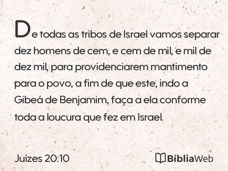 Juízes 20:10 em imagem para compartilhar