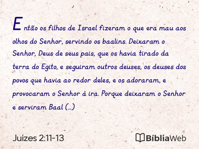 Juízes 2:11-13 em imagem para compartilhar