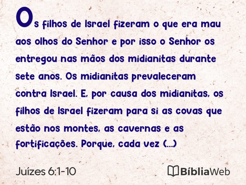 Juízes 6:1-10 em imagem para compartilhar