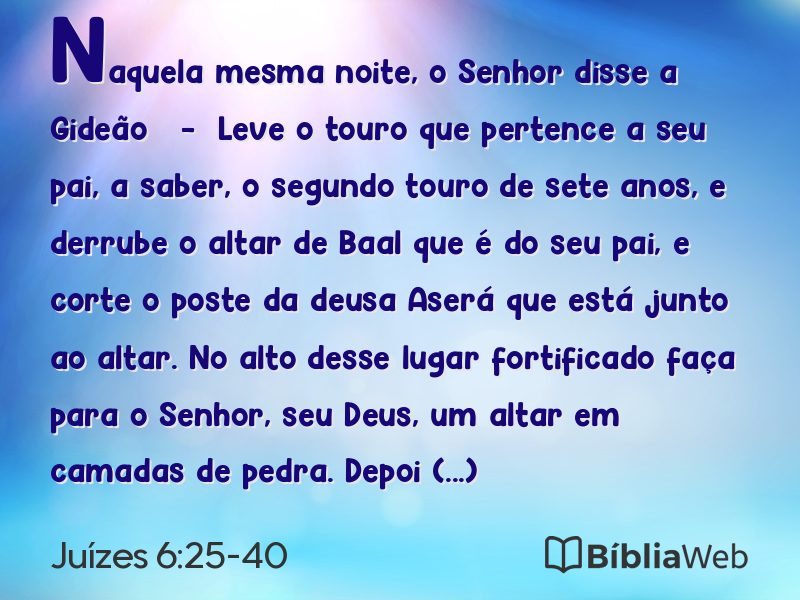 Juízes 6:25-40 em imagem para compartilhar