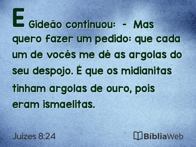 Juízes 8:24 em imagem para compartilhar