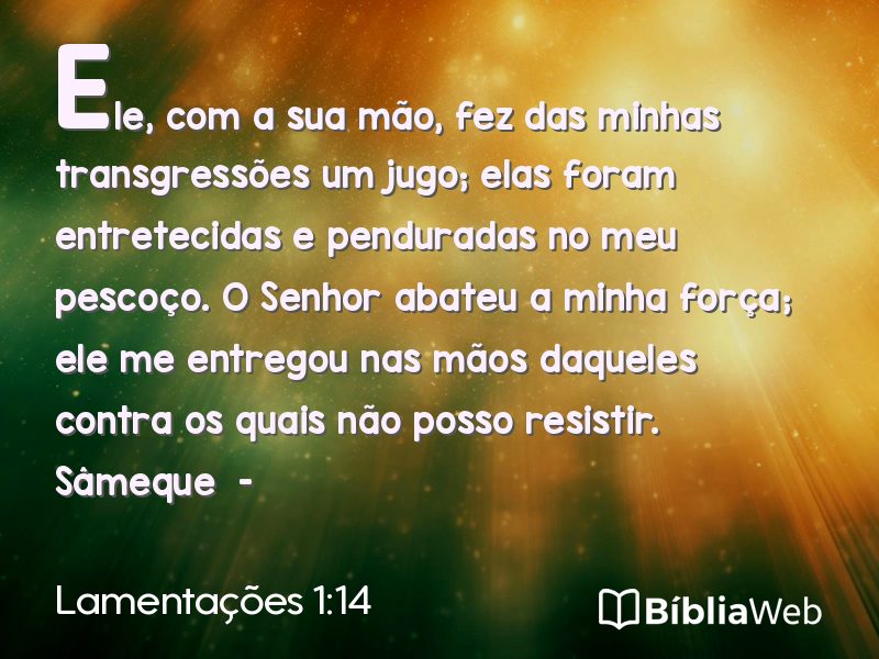Lamentações 1:14 em imagem para compartilhar