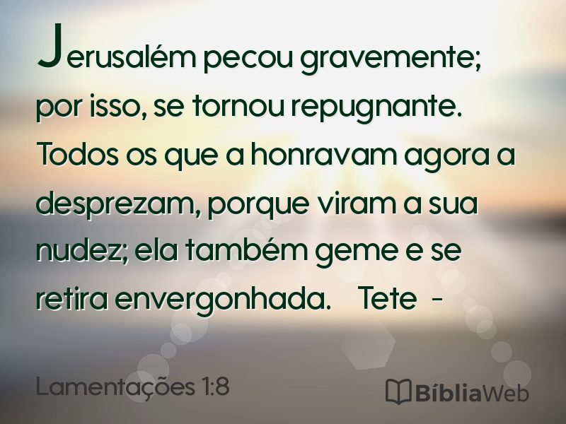 Lamentações 1:8 em imagem para compartilhar