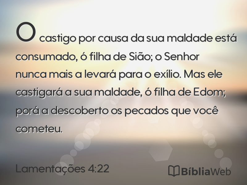 Lamentações 4:22 em imagem para compartilhar