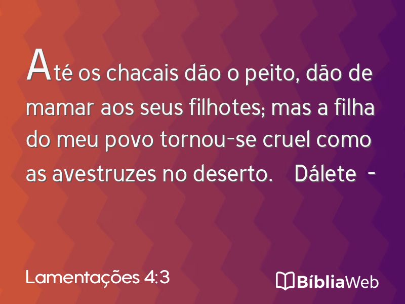 Lamentações 4:3 em imagem para compartilhar