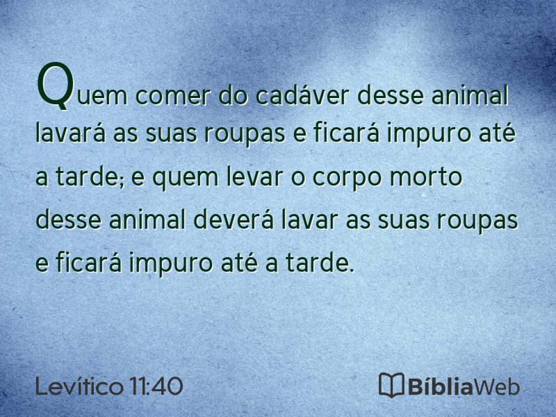 Levítico 11:40 em imagem para compartilhar