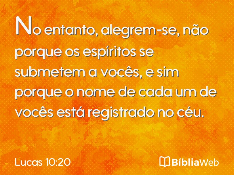 Lucas 10:20 em imagem para compartilhar