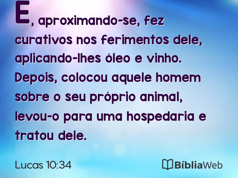 Lucas 10:34 em imagem para compartilhar