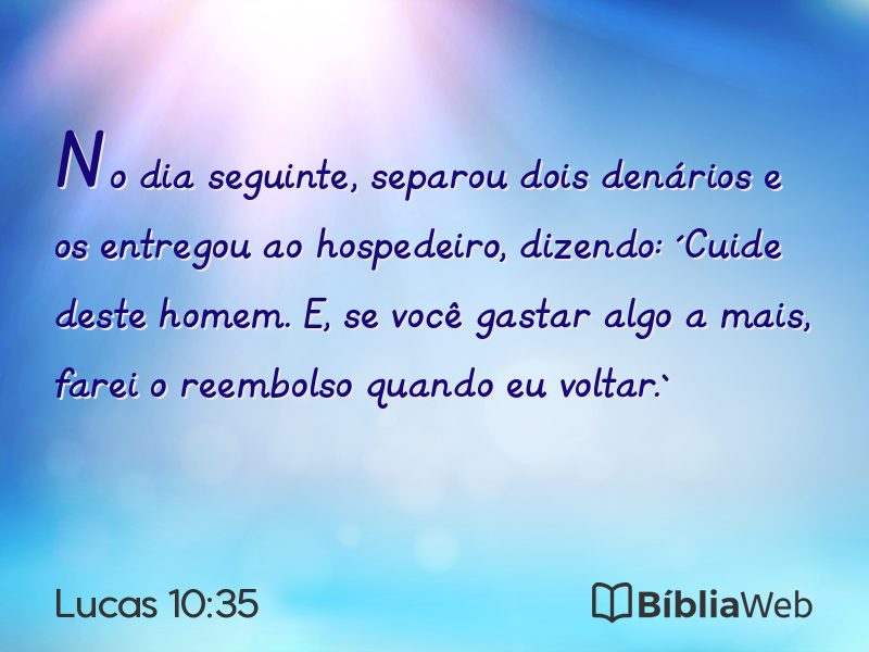 Lucas 10:35 em imagem para compartilhar