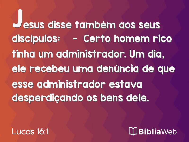 Lucas 16:1 em imagem para compartilhar