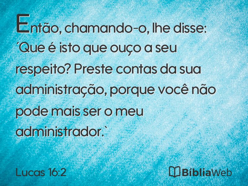 Lucas 16:2 em imagem para compartilhar