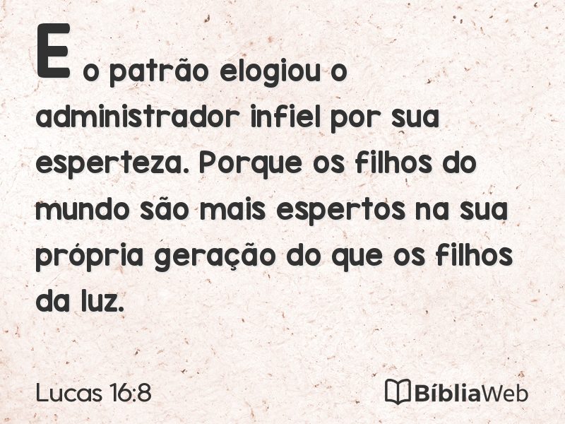 Lucas 16:8 em imagem para compartilhar