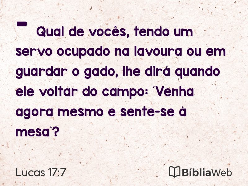 Lucas 17:7 em imagem para compartilhar