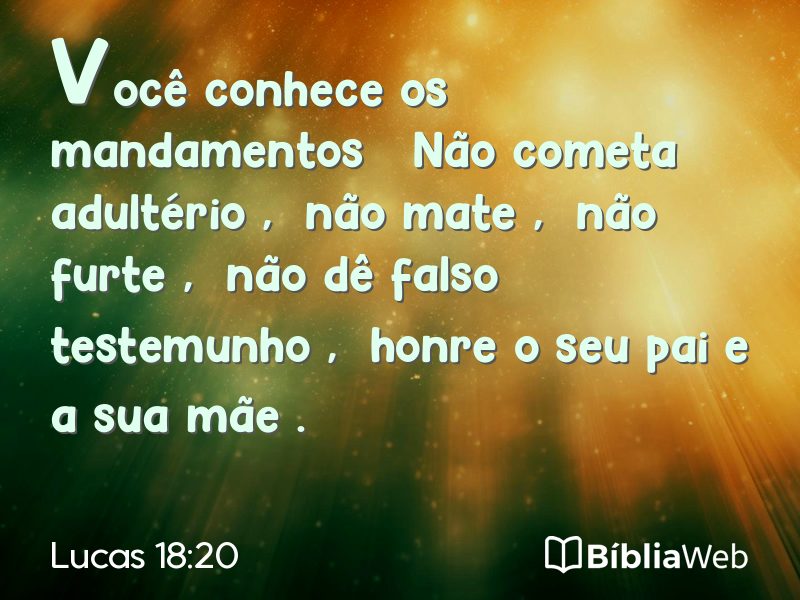 Lucas 18:20 em imagem para compartilhar