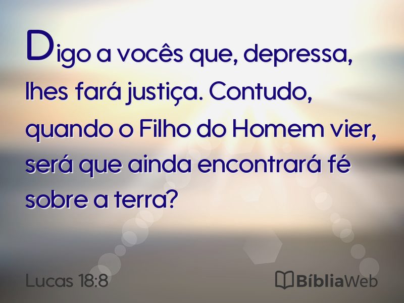Lucas 18:8 em imagem para compartilhar