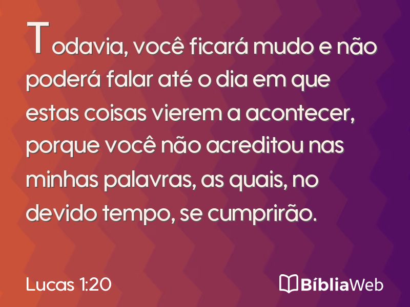 Lucas 1:20 em imagem para compartilhar