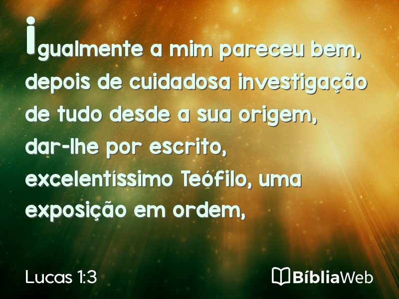 Lucas 1:3 em imagem para compartilhar