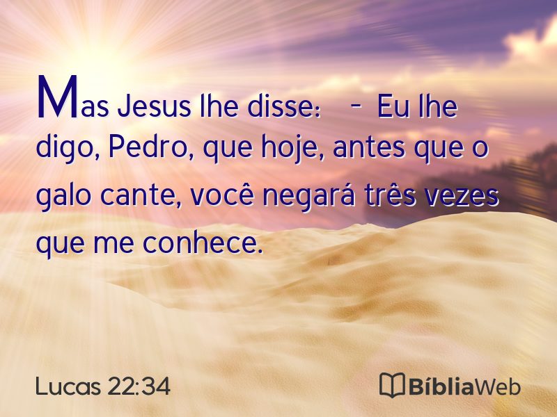 Lucas 22:34 em imagem para compartilhar